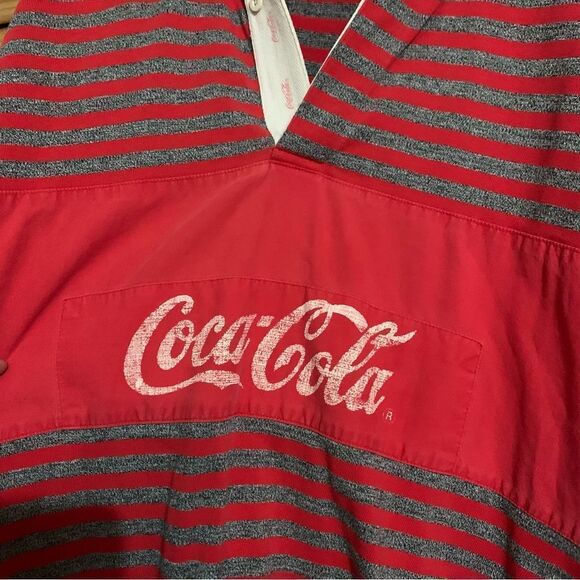Vintage Coca Cola Coke 1/4 Button Long Sleeve Medium - Picture 2 of 7
